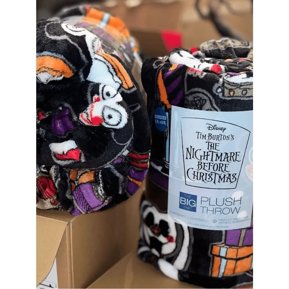 NEW The Big One Plush Blanket OS 5’ x 6’ Tim Burtons Nightmare Before Christmas
